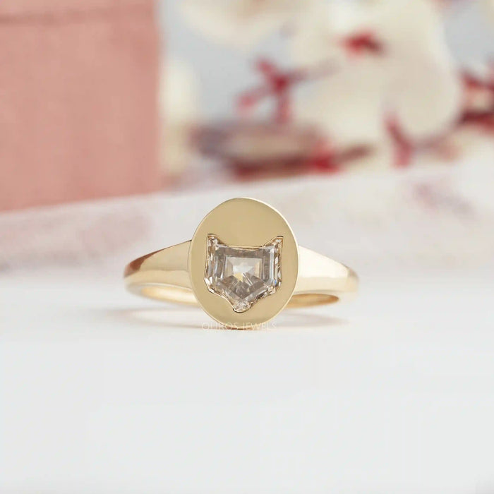 [Front View of Cat Cut Lab Diamond Ring]-[Ouros Jewels]