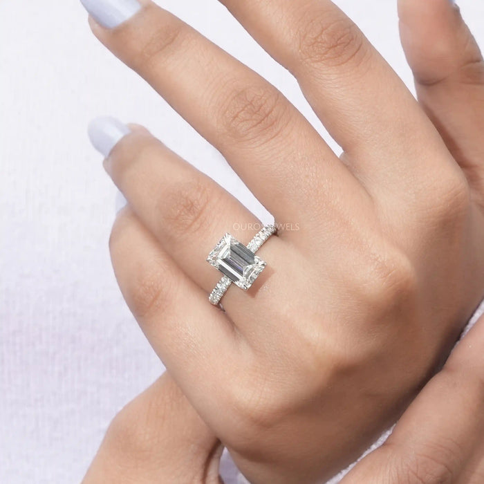 3.50 Carat Emerald Cut Lab  Grown  Diamond  Engagement Ring