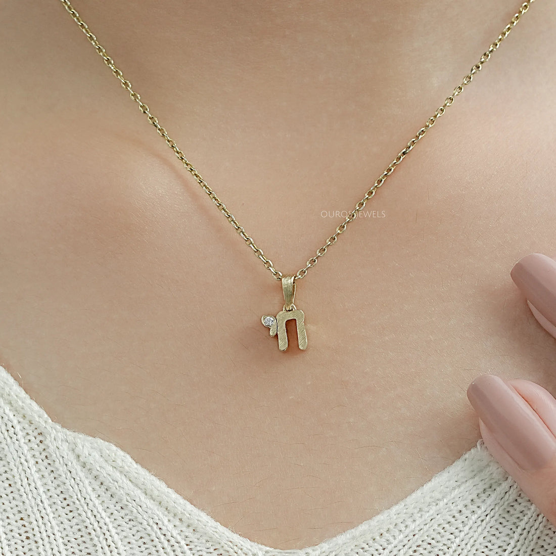Round Diamond Chai Charm Pendant Necklaces