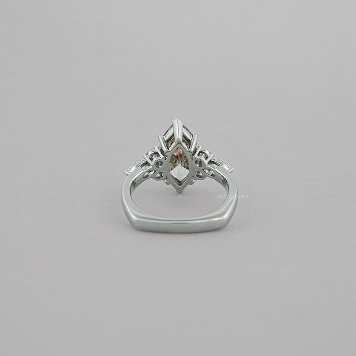 Champagne Marquise Lab Diamond Solitaire Accent Ring Rings