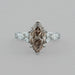 Champagne Marquise Lab Diamond Solitaire Accent Ring Rings