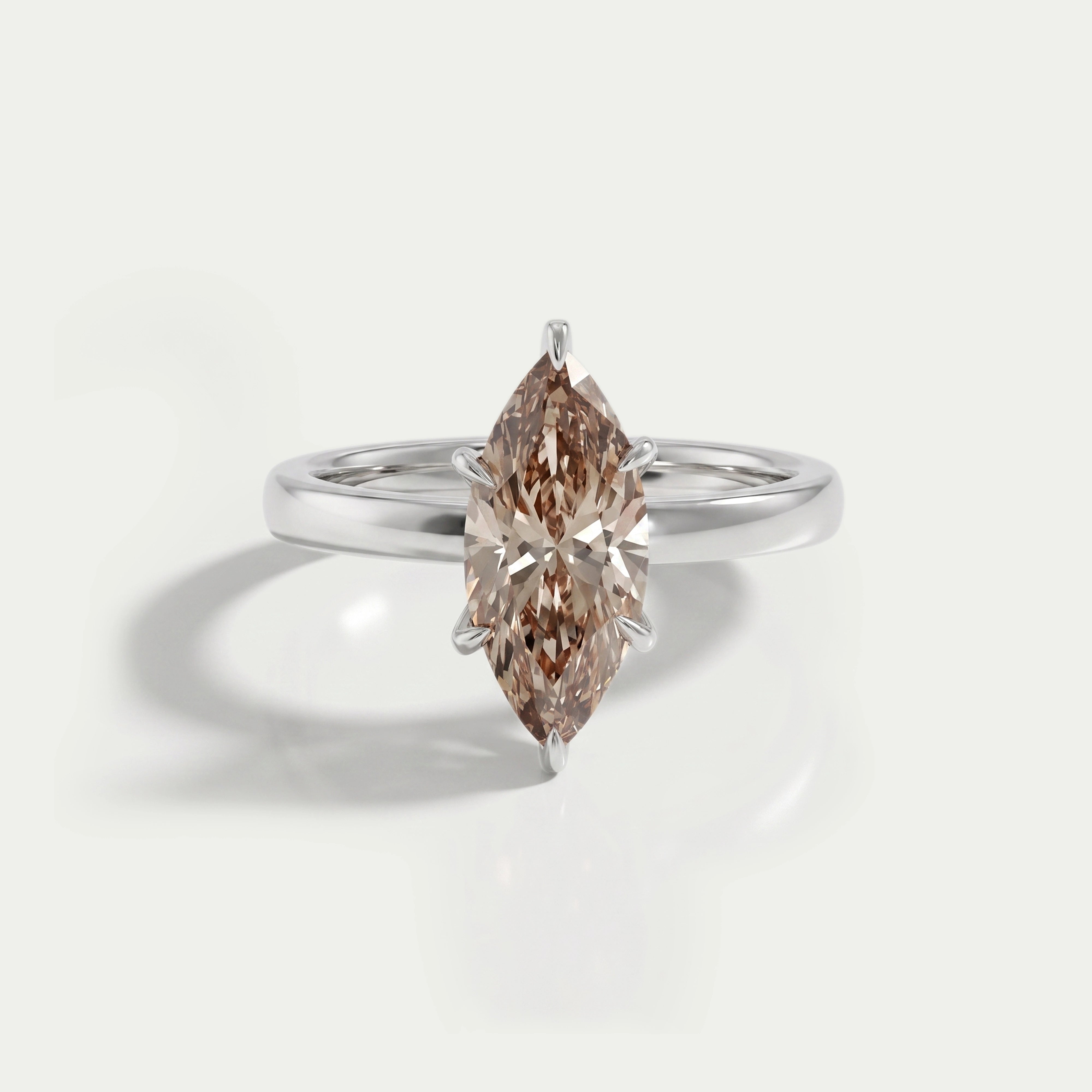 Ouros Jewels Champagne Marquise Lab Diamond Solitaire Ring