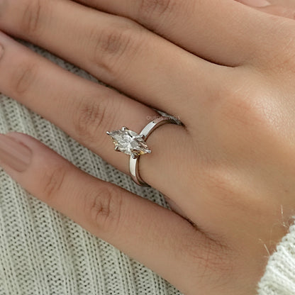 Champagne Marquise Lab Diamond Solitaire Ring Ring