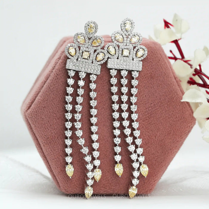 [Chanelier Diamond Multi Diamond Earrings]-[Ouros Jewels]