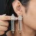 [A Women wearing Chandelier Diamodn Earrings for Women]-[Ouros Jewels]
