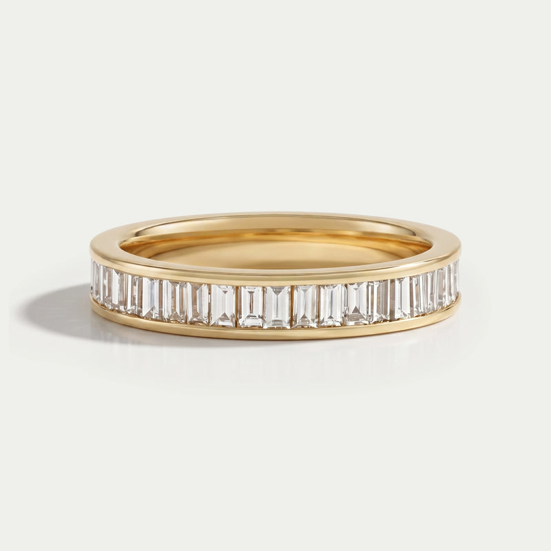 Ouros Jewels Baguette Lab Diamond Channel Set Half Eternity Band