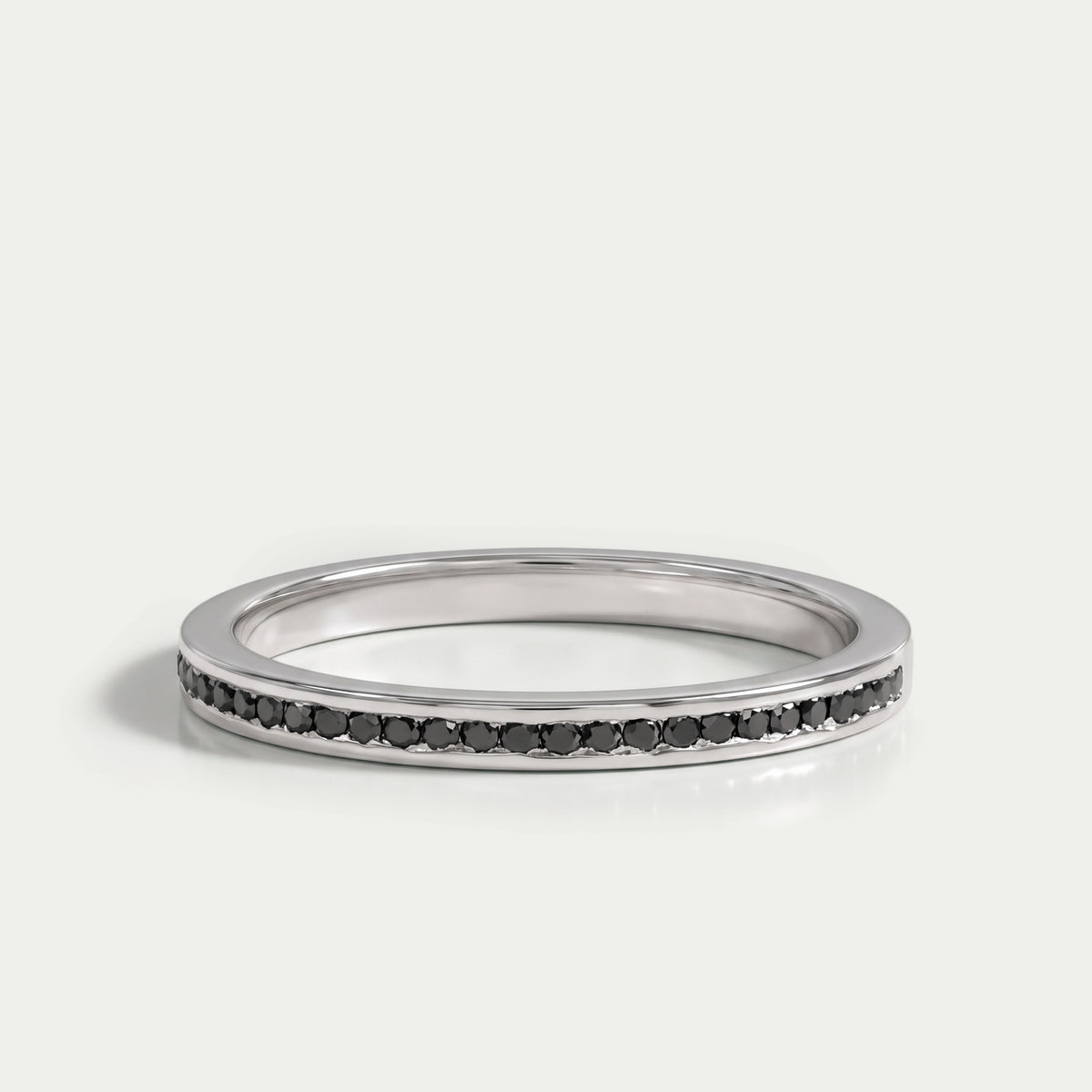 Black Round Lab Diamond channel Set Half Eternity Ring Rings