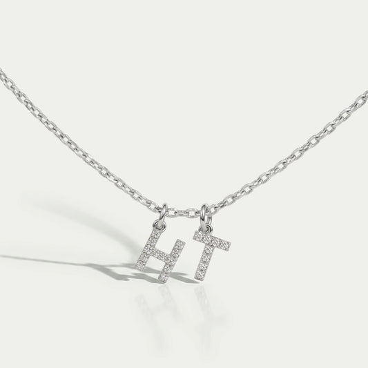 Charms Letter Round Diamond Pendant Necklaces