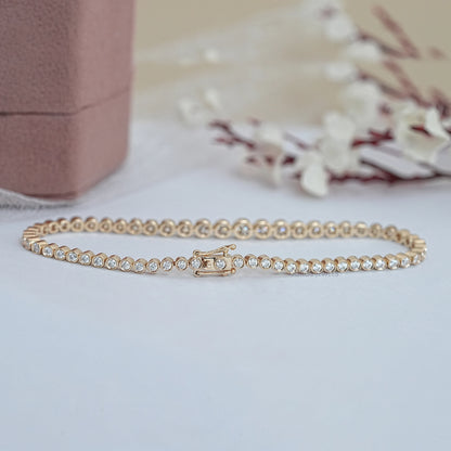 Classic Round Bezel Lab Diamond Tennis Bracelet Bracelet