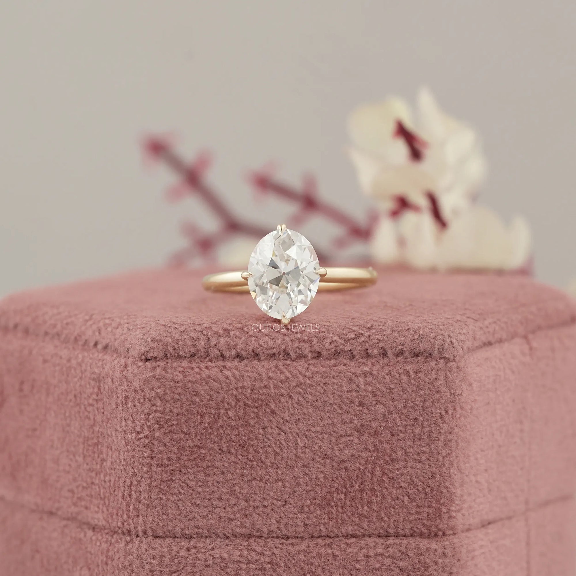 Solitaire Old Mine Oval Diamond Ring Rings