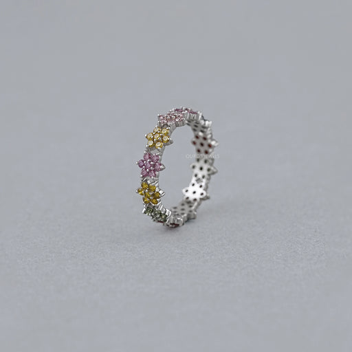 Round Colored Diamond Wedding Stackable Band Rings