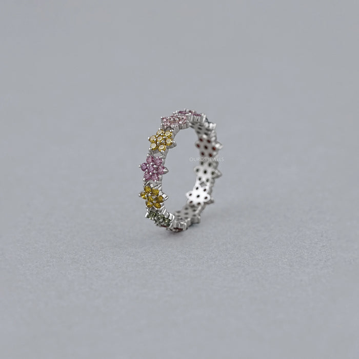 Round Colored Diamond Wedding Stackable Band Rings