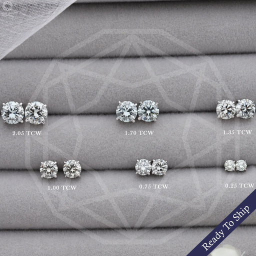 Light Green Round Diamond Stud Earrings