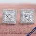 White Gold Princess Cut Lab Diamond Stud Earrings