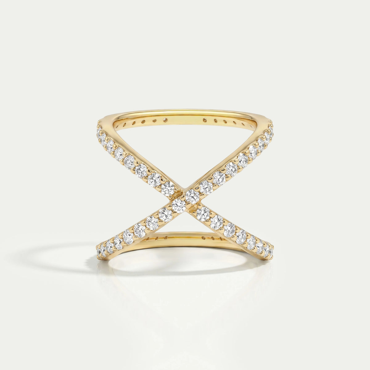 Criss Cross Style Round Cut Diamond Ring