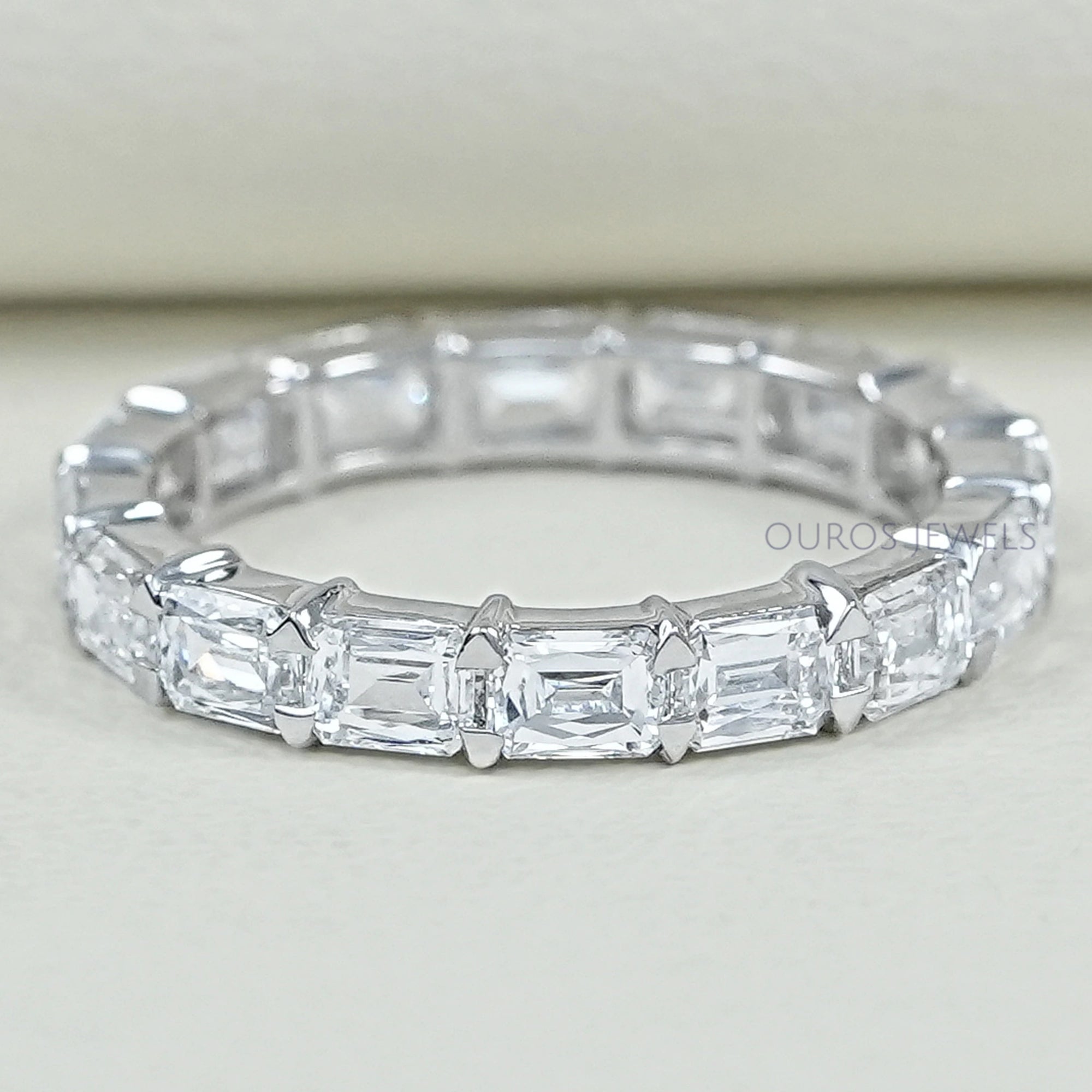 Criss Cut Eternity Wedding Band - East West Set Ring