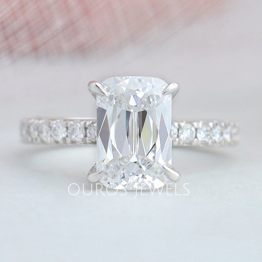 Criss Cut Solitaire Accent Engagement Ring