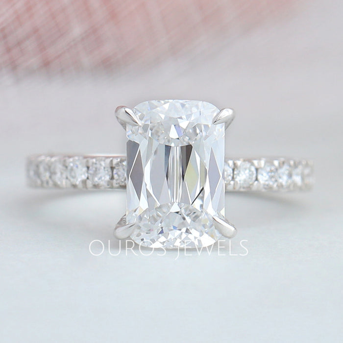 Criss Cut Solitaire Accent Engagement Ring