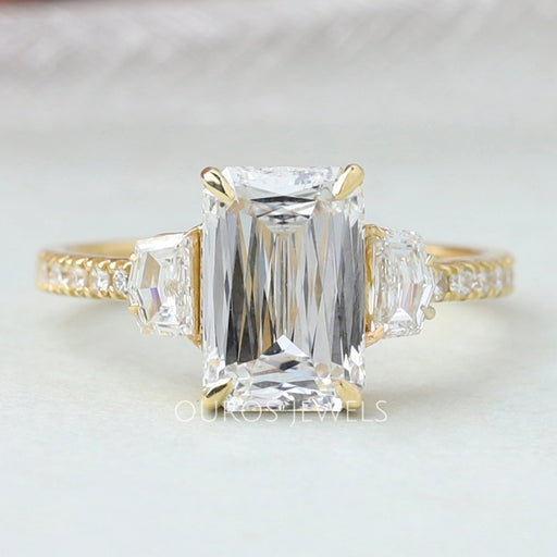 Three Stone Criss Cut Diamond Engagement Ring