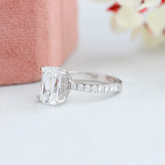 Criss Cut Solitaire Accent Engagement Ring