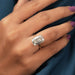 [A Women wearing Criss Cut Solitaire Engagement Ring]-[Ouros Jewels]