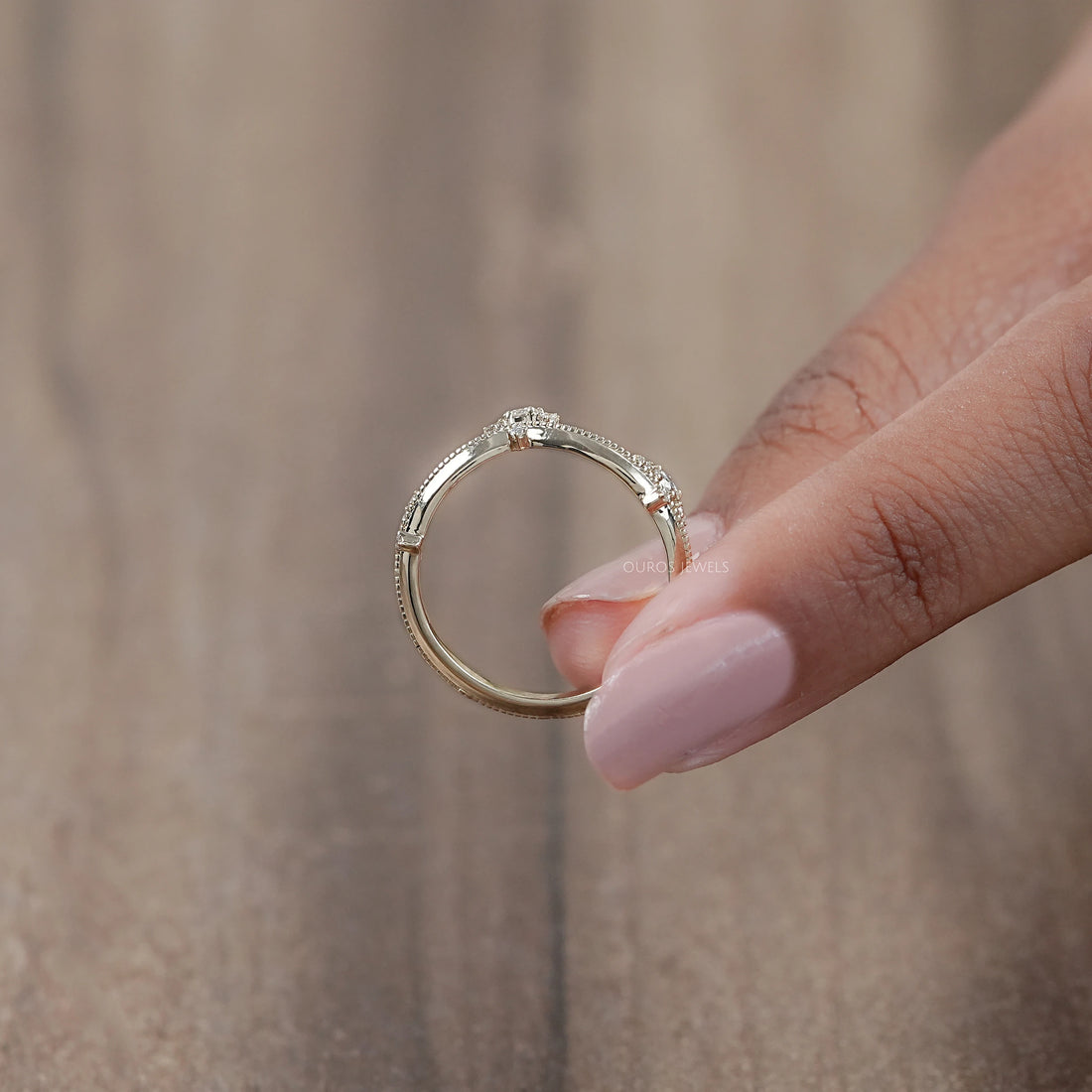 Crown Style Round Cut Lab Diamond Chevron Band Rings