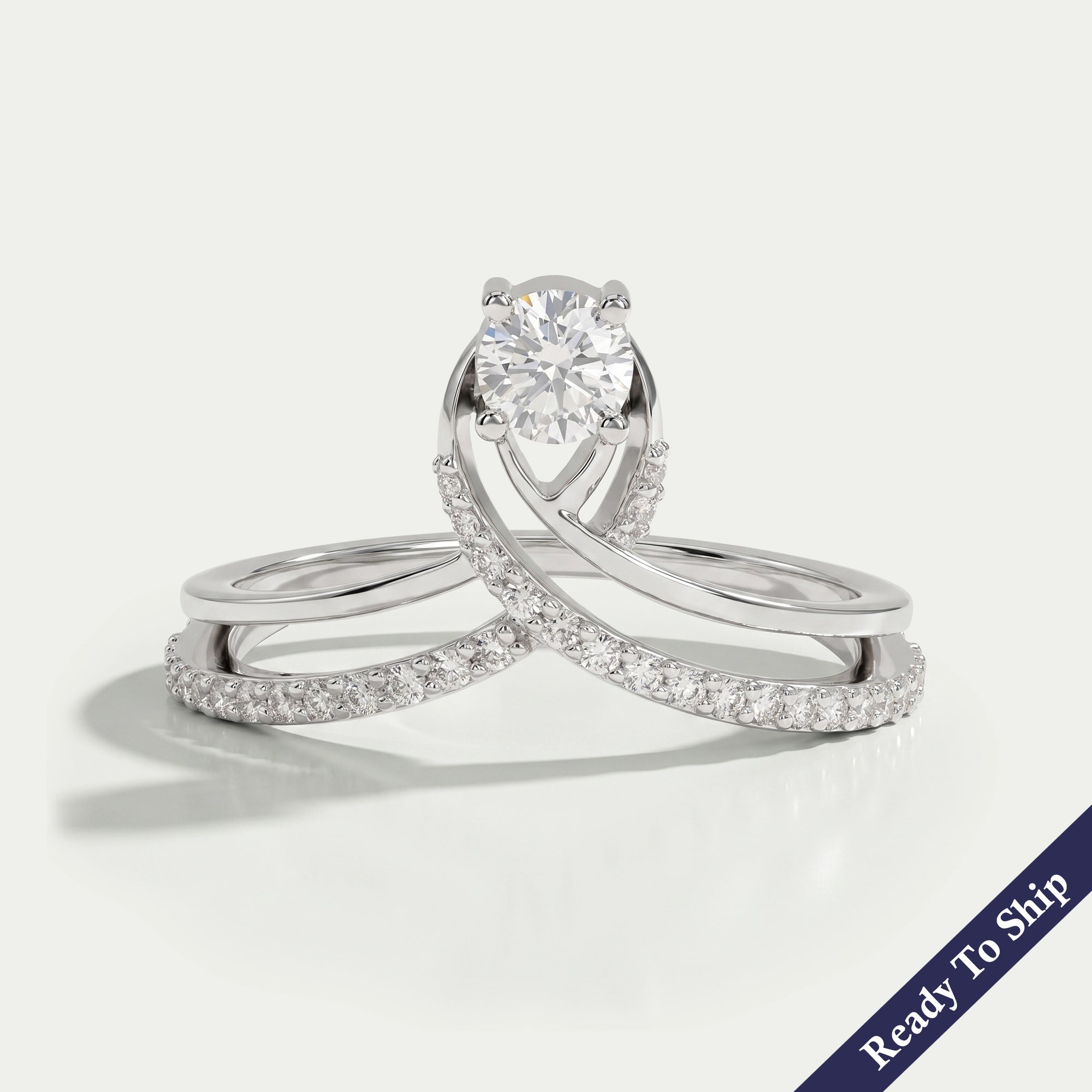 Curved Round Cut Lab Grown Diamond Wedding Band