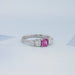 Five Stone Pink Square Cushion Cut Engagement Ring