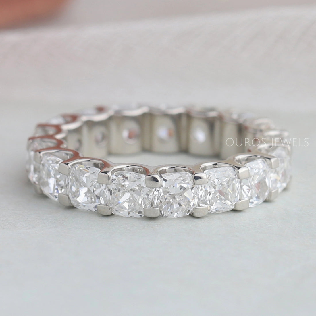 Cushion Cut Full Eternity Wedding Band Ring