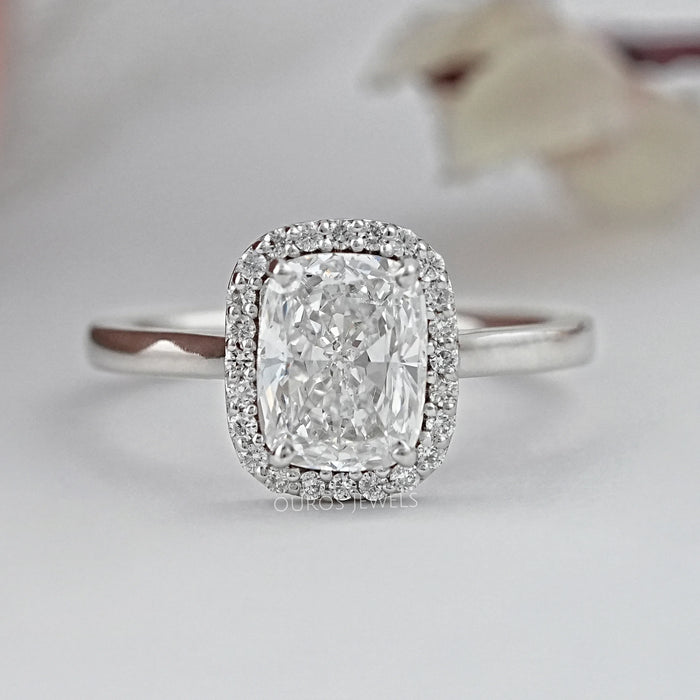 Cushion Cut Halo Lab Grown Diamond Ring Ring