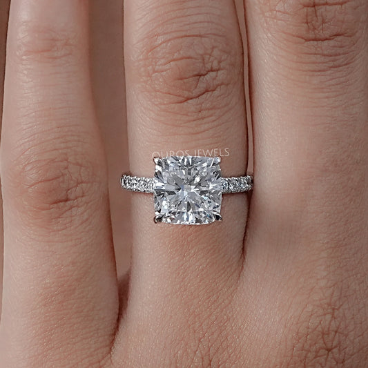 Cushion Lab Diamond Hidden Halo Engagement Ring Rings