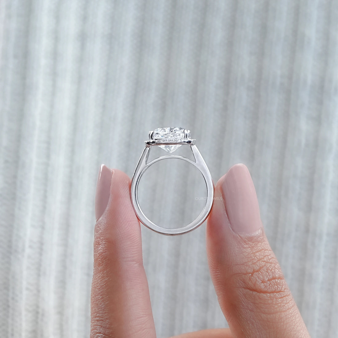Cushion Lab Grown Diamond Halo Engagement Ring Rings