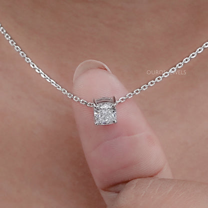 Certified Cushion Cut Lab Grown Diamond Pendant Necklaces