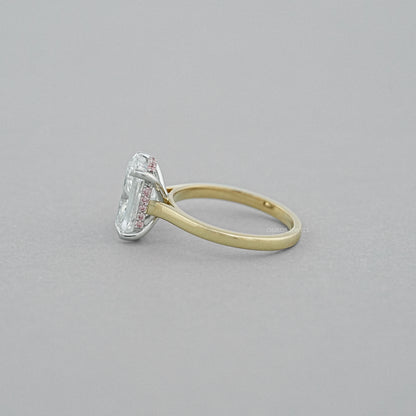 Cushion Lab Diamond Pink Hidden Halo Solitaire Ring Rings
