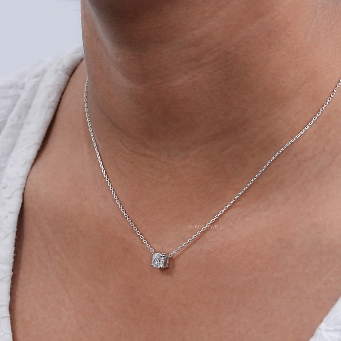 Certified Cushion Cut Lab Grown Diamond Pendant Necklaces