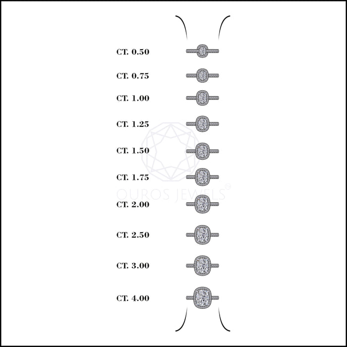 Cushion Cut Halo Lab Diamond Engagement Ring