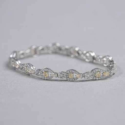 Yellow Cushion Cut Halo Link Bracelet Bracelet