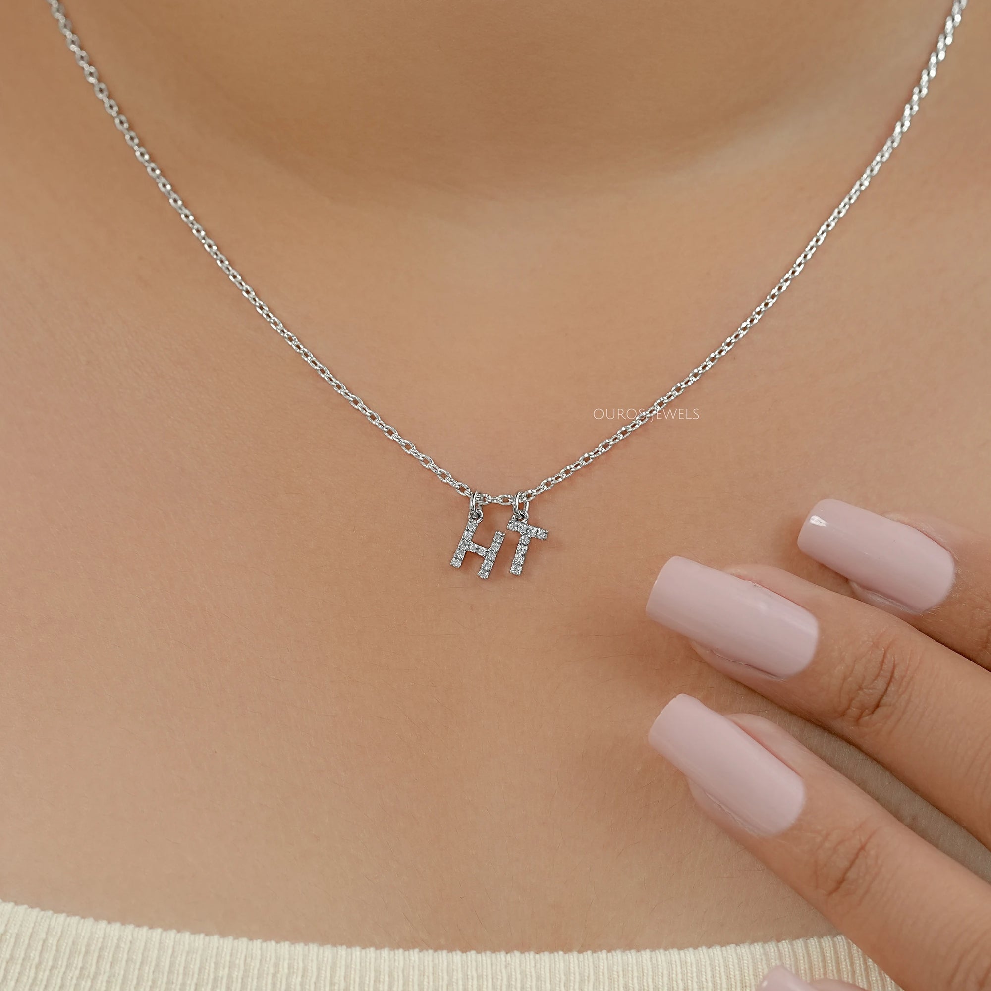 Charms Letter Round Diamond Pendant