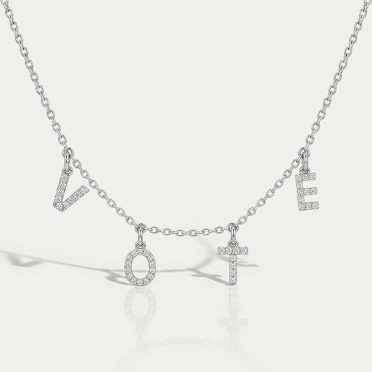 Customize VOTE Letter Round Cut Pendant Necklaces