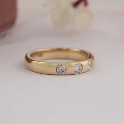 OEC Round Cut Lab Diamond Gypsy Set Band Ring
