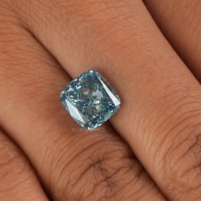 [Fancy Blue Cushion Cut Diamond]-[Ouros Jewels]