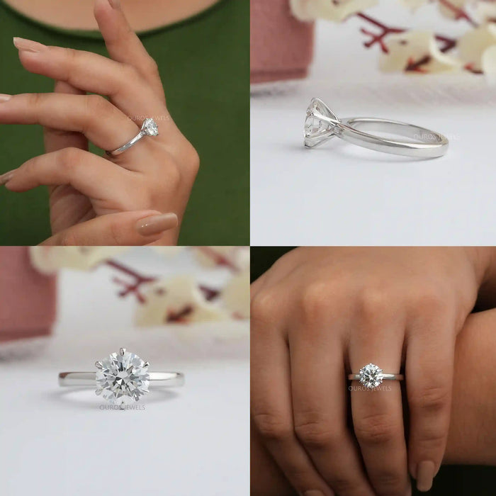 Six Prong Round Cut Solitaire Diamond Ring Rings