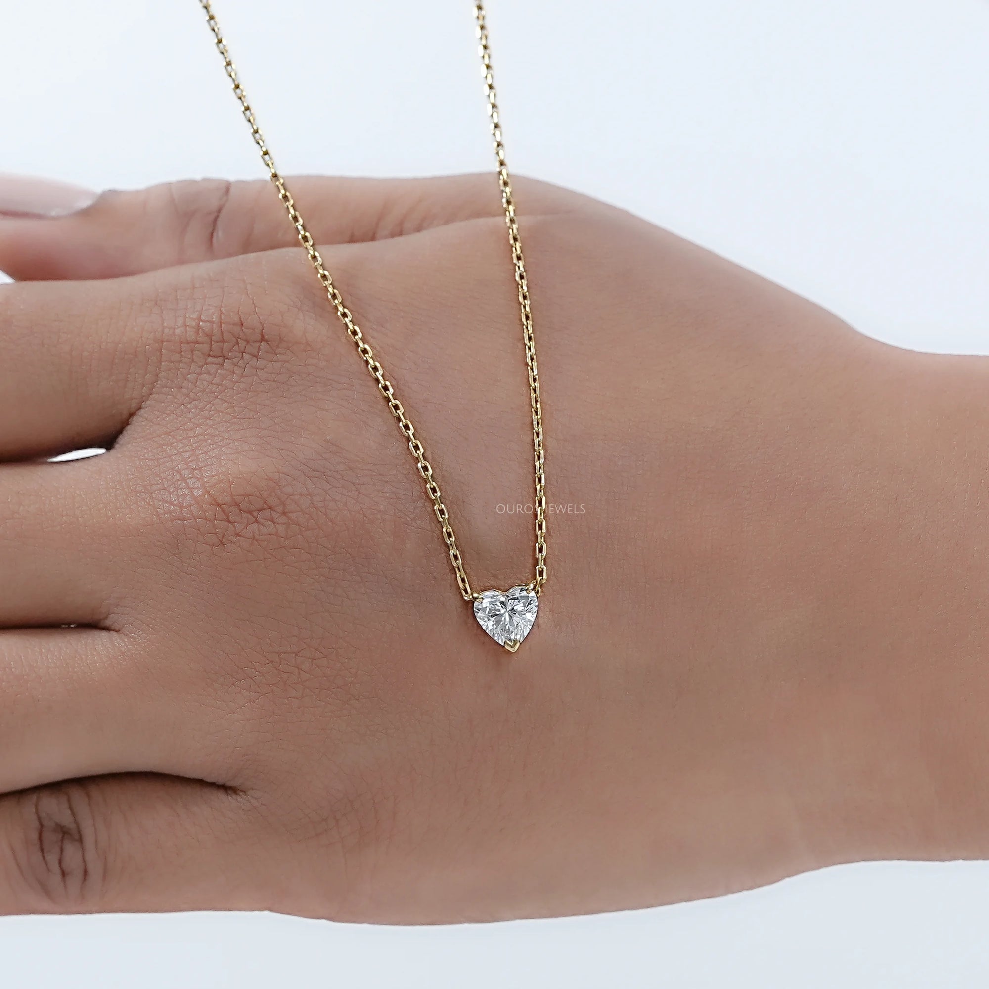 Heart Cut Lab Grown Diamond Solitaire Pendant Necklaces