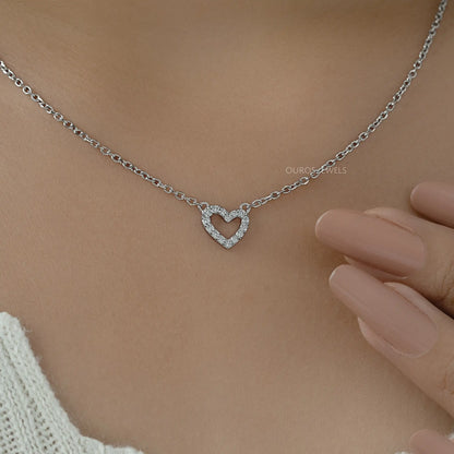 Open Heart Shape Lab Diamond Pendant Necklaces