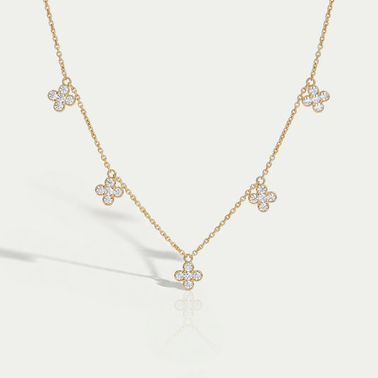 Daisy Flower Bezel Set Chain Station Necklace Necklaces