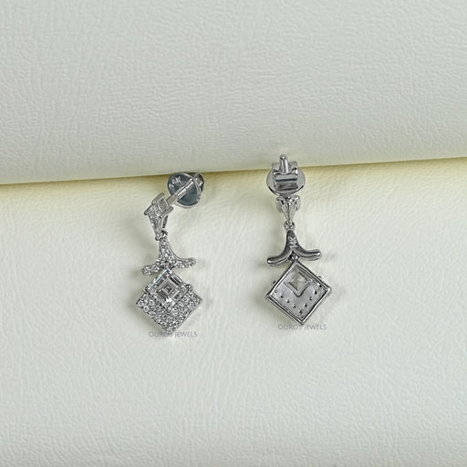 Carre Cut Lab Diamond Dangle Earrings Earring
