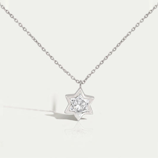 David Star Lab Diamond Bezel Set Solitaire Pendant