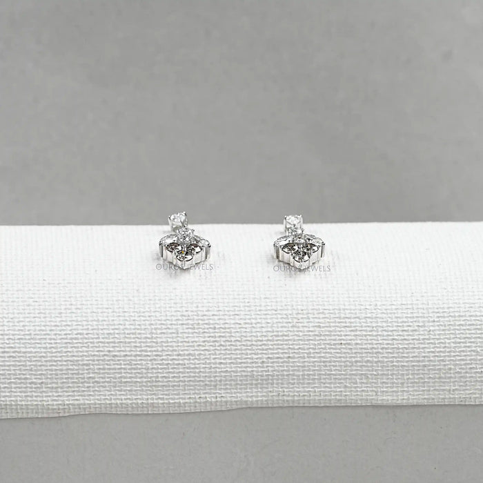 Olive Round Shape Cluster Diamond Earrings Earrings