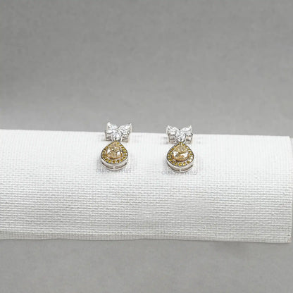 Pear Shaped Yellow Diamond Drop Earrings Earrings