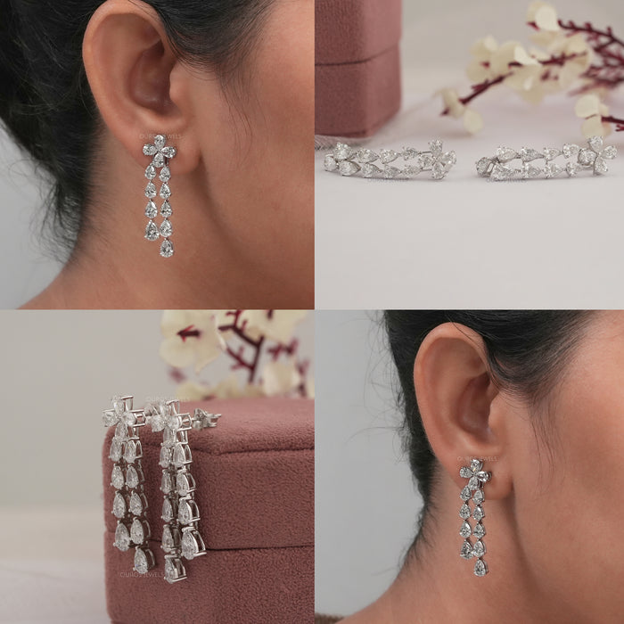 Pear Cut Lab Grown Diamond Dangle Earring